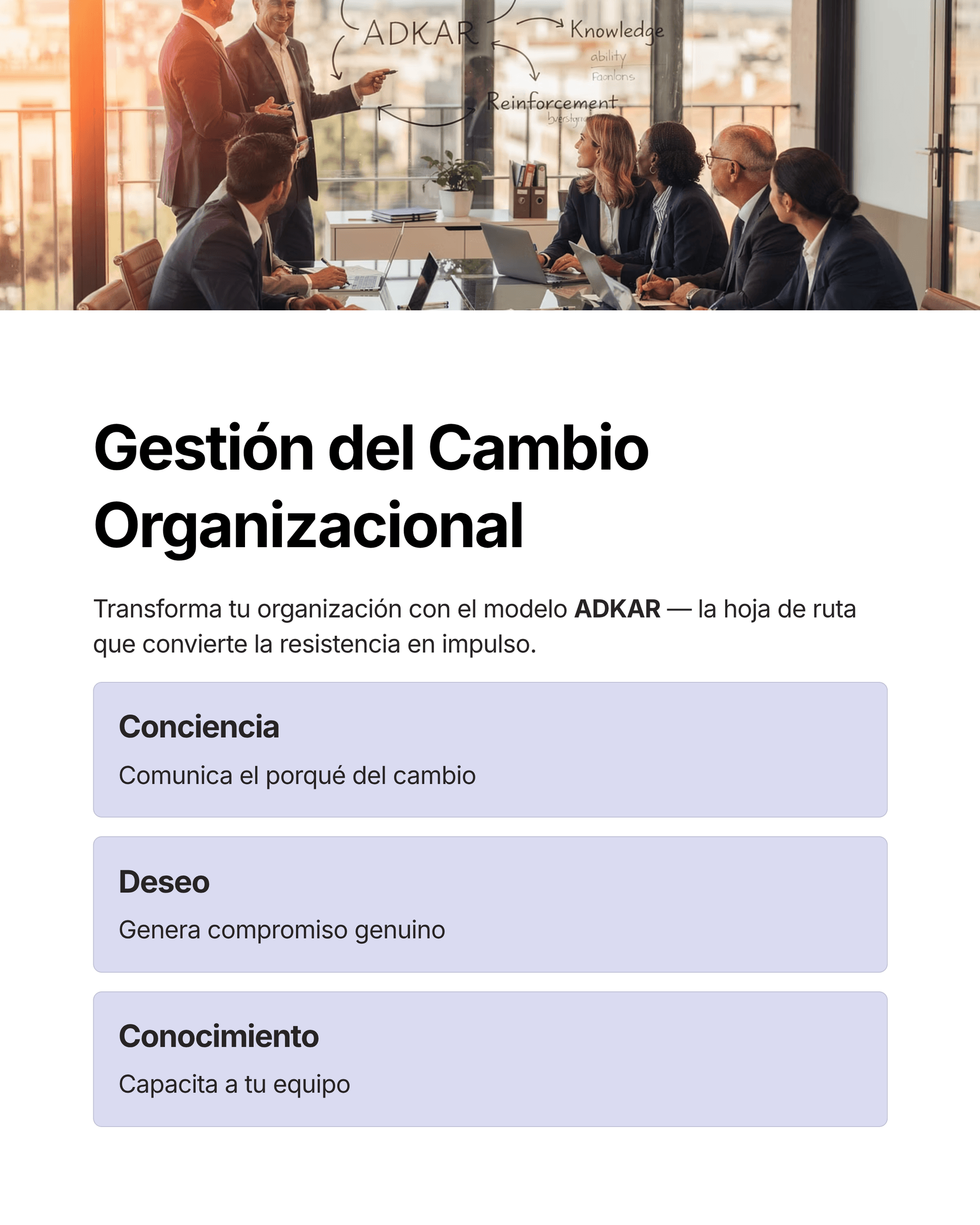 Gestión del cambio en empresas: metodología para transformar sin fracasar